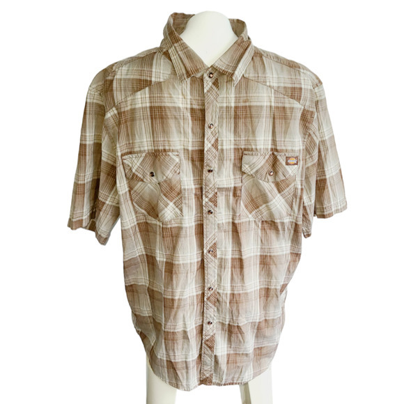 Dickies Pear Snap Button Up Short Sleeve‎ Shirt Size XL - Picture 1 of 4